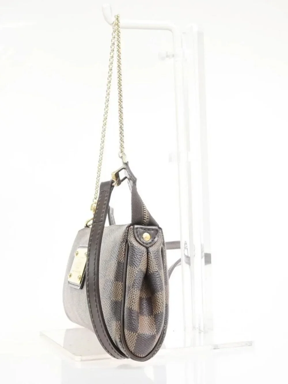 LOUIS VUITTON Eva Chain Shoulder Bag Damier Ebene Leather Brown